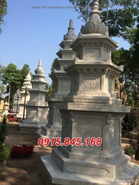 Mẫu mộ tháp sư bằng đá xanh đẹp tại Điện Biên - 1