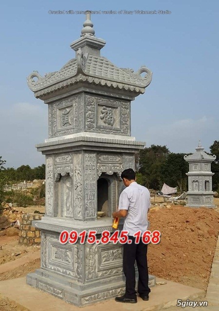 Mẫu mộ tháp sư bằng đá xanh đẹp tại Điện Biên - 3
