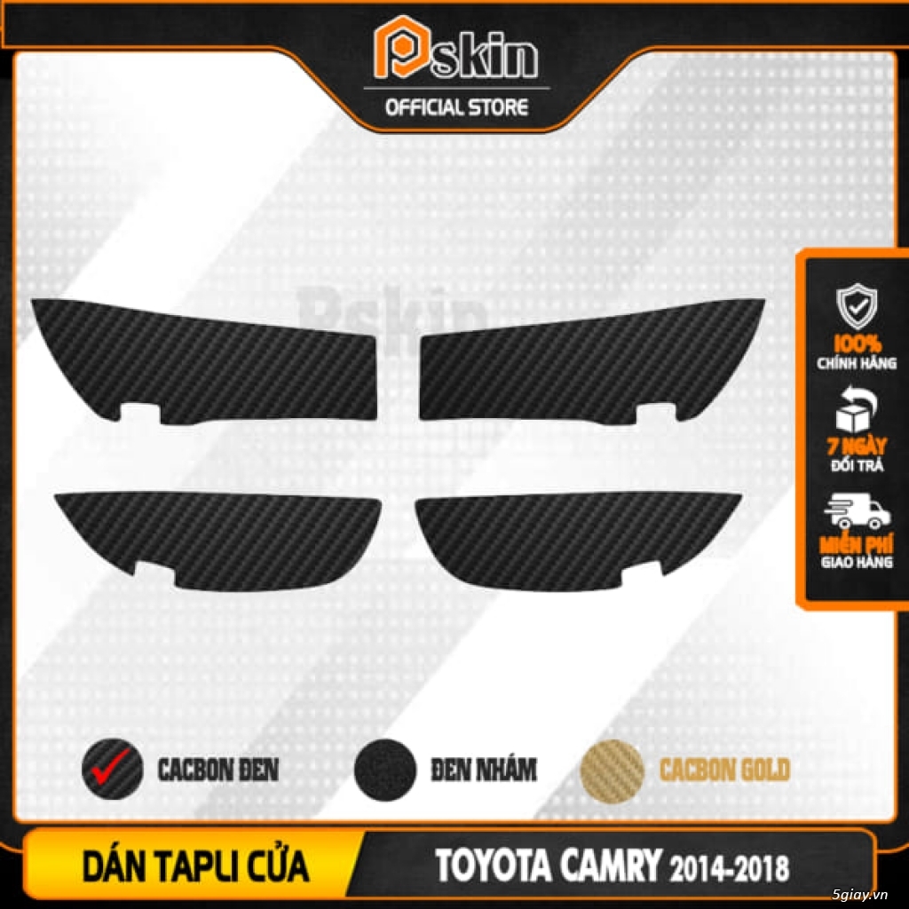 Dán Tapli cửa ô tô Toyota Camry 2014-2018 vân Carbon 5D