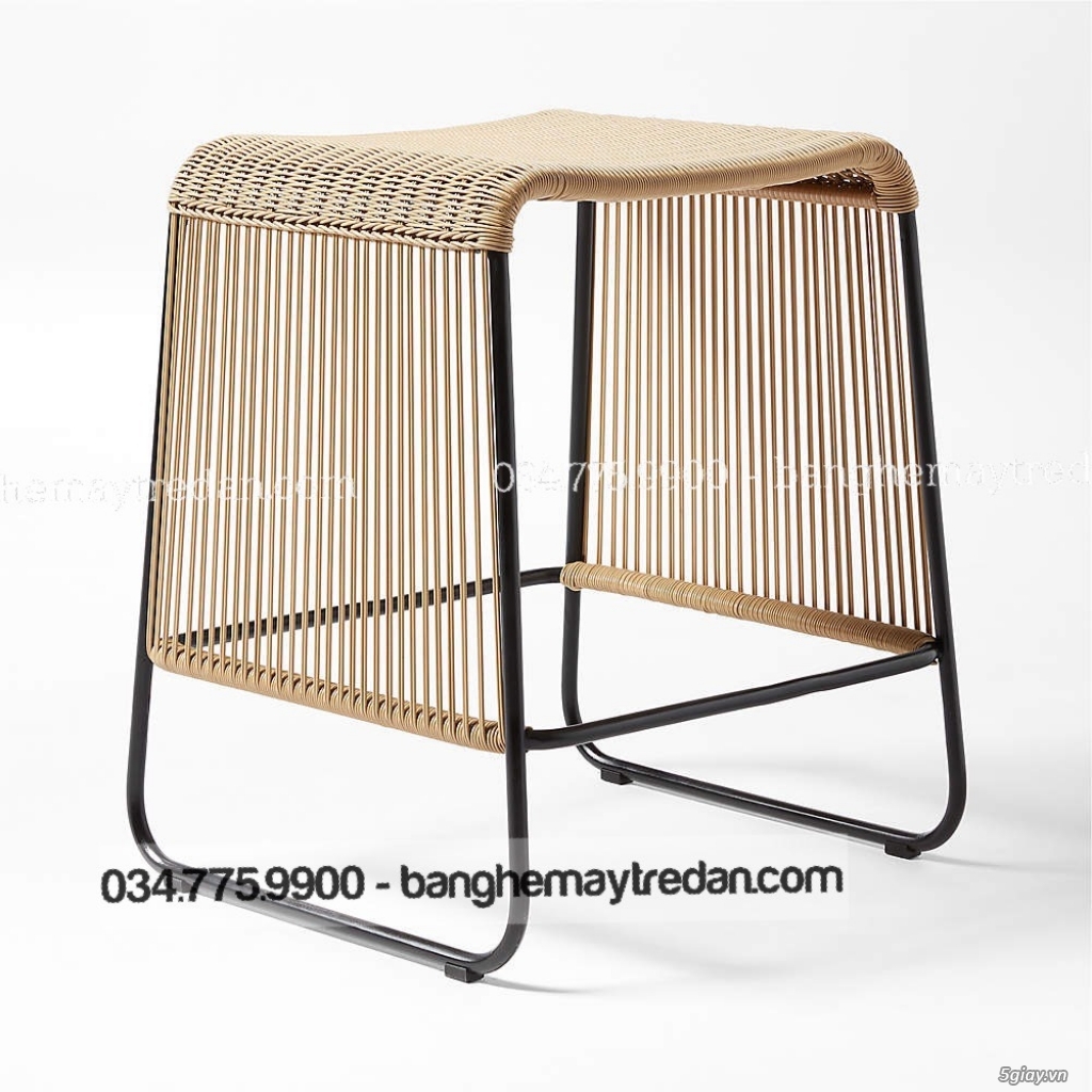 Ghế quầy bar khung sắt đan dây nhựa giả mây - 8