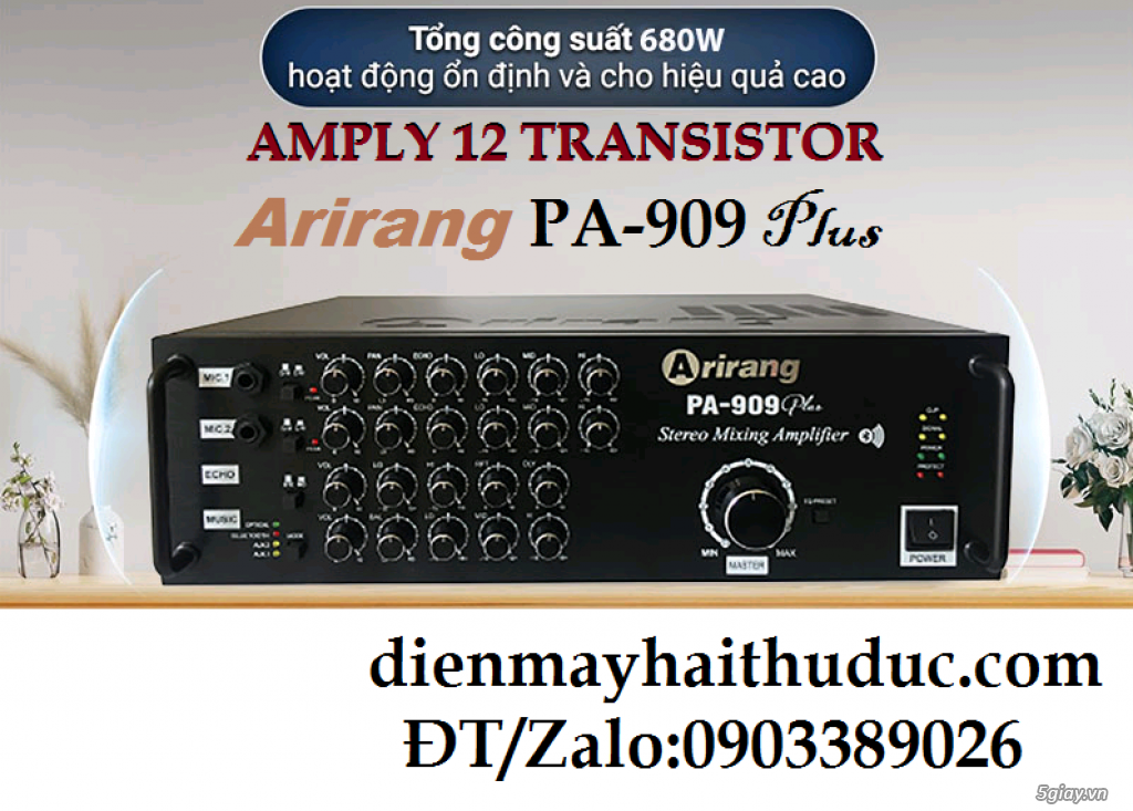 Amply Arirang PA-909 Plus hỗ trợ Bluetooth 5.0, cổng Quang Optical