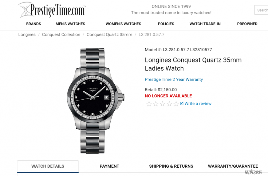 Đồng hồ Nữ Longines Conquest - Đá Ceramic, Niềng & full Kim Cương - 9