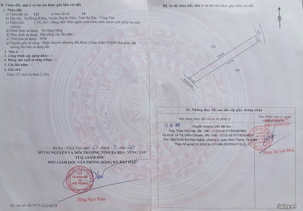 Cần bán miếng đất Xuyên Mộc BRVT.