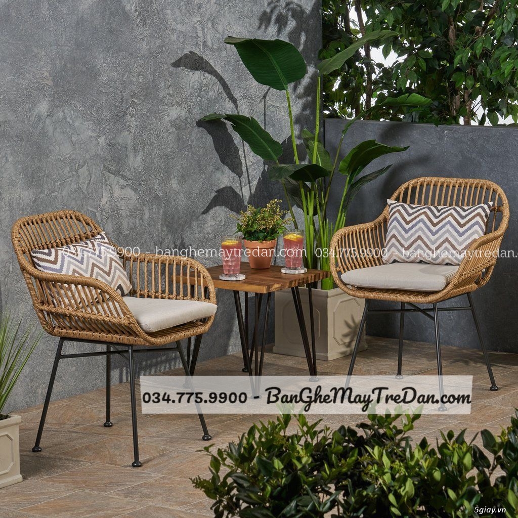 Ghế cafe ngoài trời mây nhựa