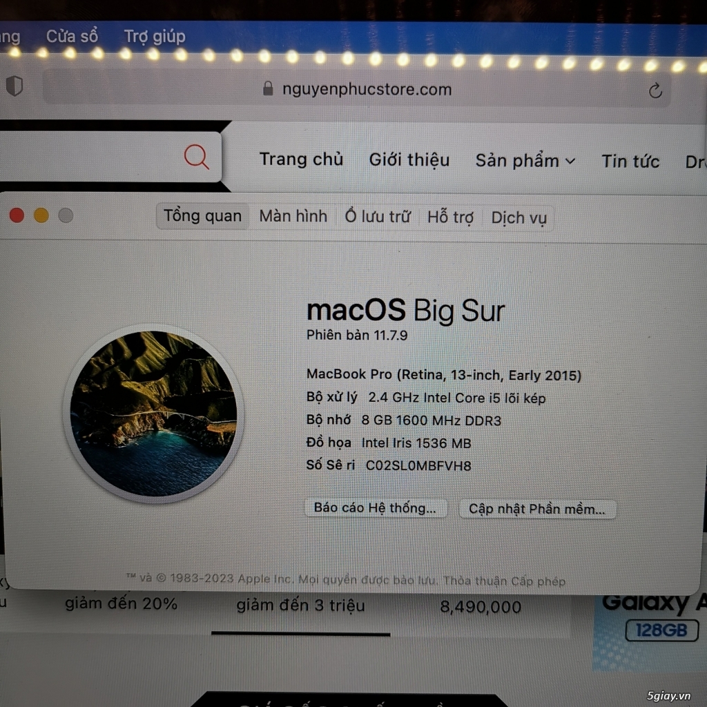 MacPro 2015, i5-2.4Ghz, Ram 8G,121G,Rentina 13.3 - 1