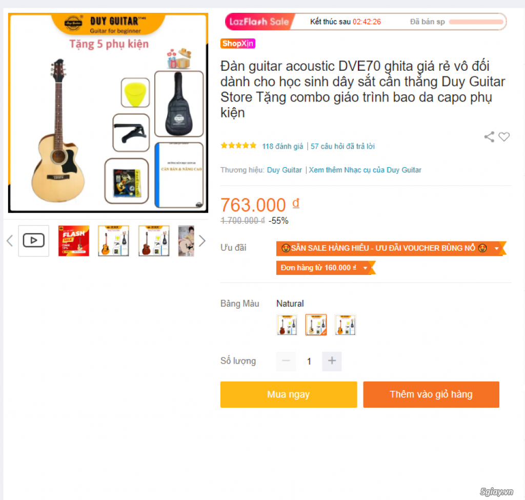 Đàn guitar acoustic chỉ có 888K - mua ngay