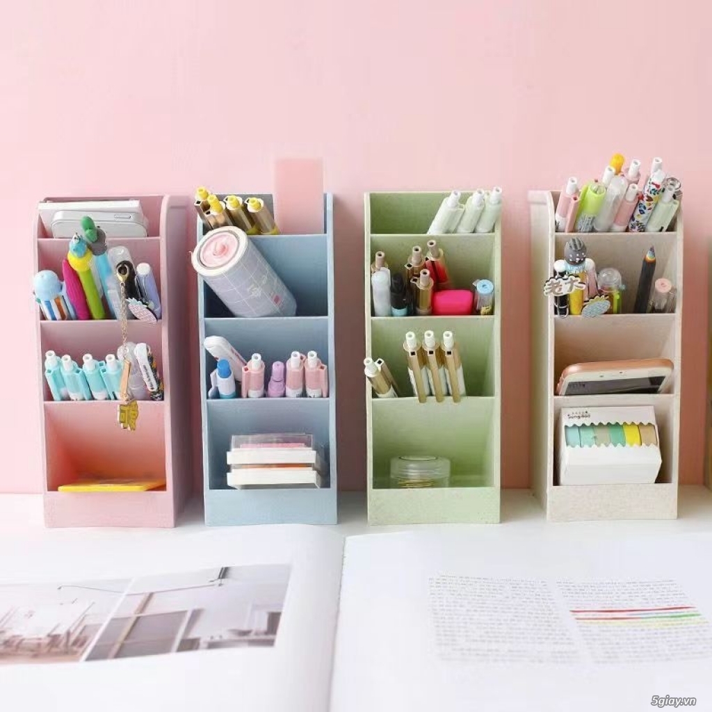 Kệ bút 4 tầng decor bàn học trang trí góc học tập K114, hộp bút đựng đồ dùng học tập để bàn nhỏ nhắn