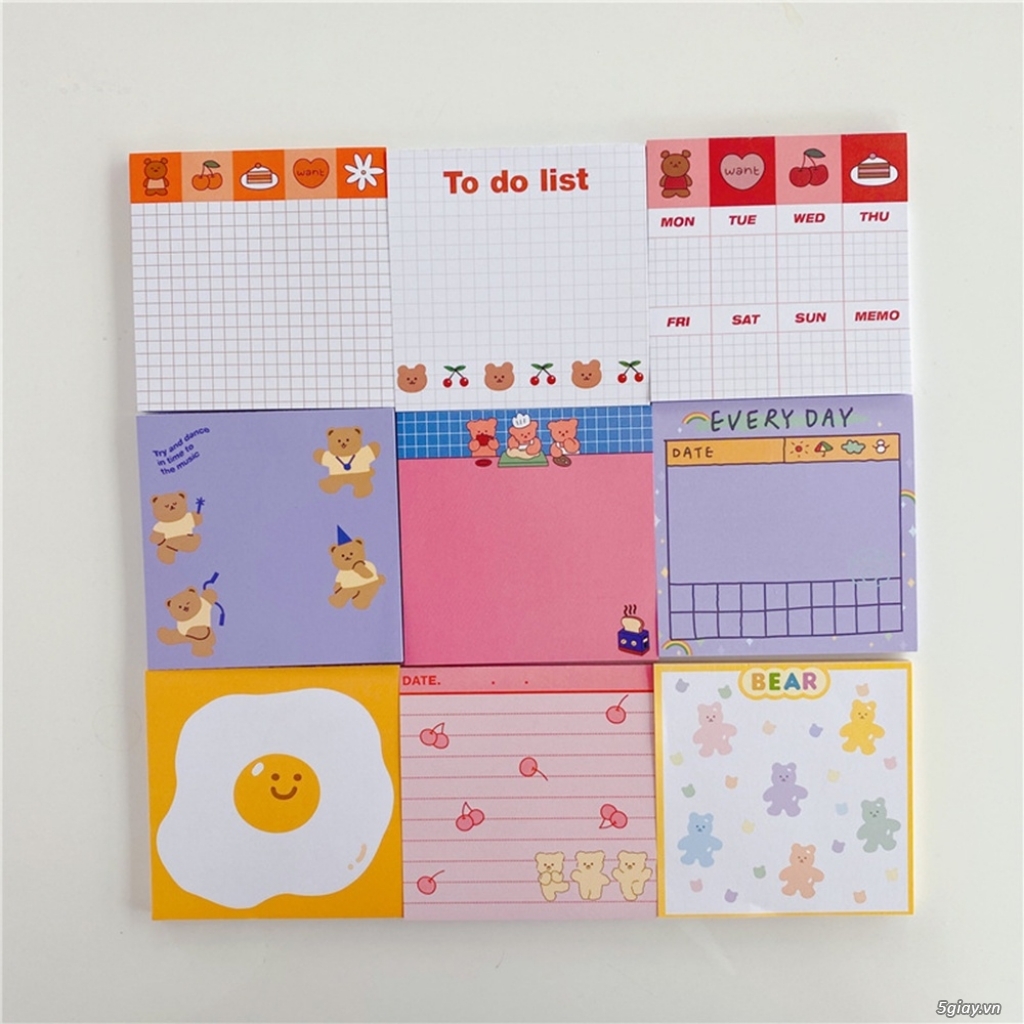 50 tờ dễ thương gấu dính ghi chú sáng tạo ghi nhớ notepad sổ tay hoạt hình tài liệu văn phòng đồ dùn