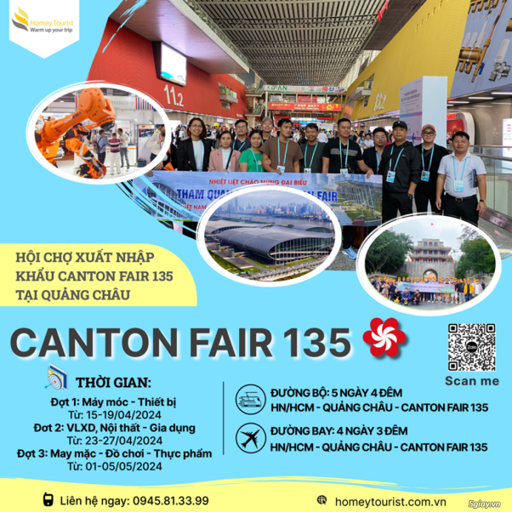 Canton Fair 135-Hội chợ xuất nhập khẩu Quảng Châu, Trung Quốc (Đg bay)