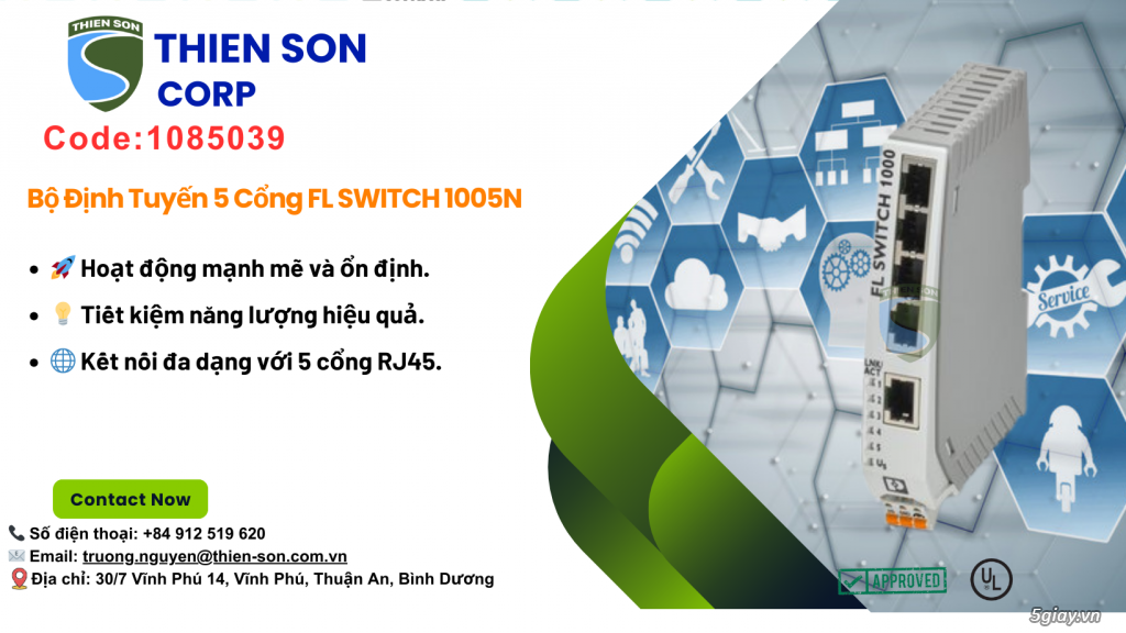 Bộ Định Tuyến 5 Cổng FL SWITCH 1005N từ Phoenix Contact