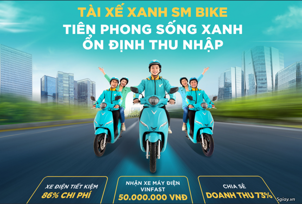 Xanh SM tuyển tài xế Xe Máy-Lương đến 18tr / tháng