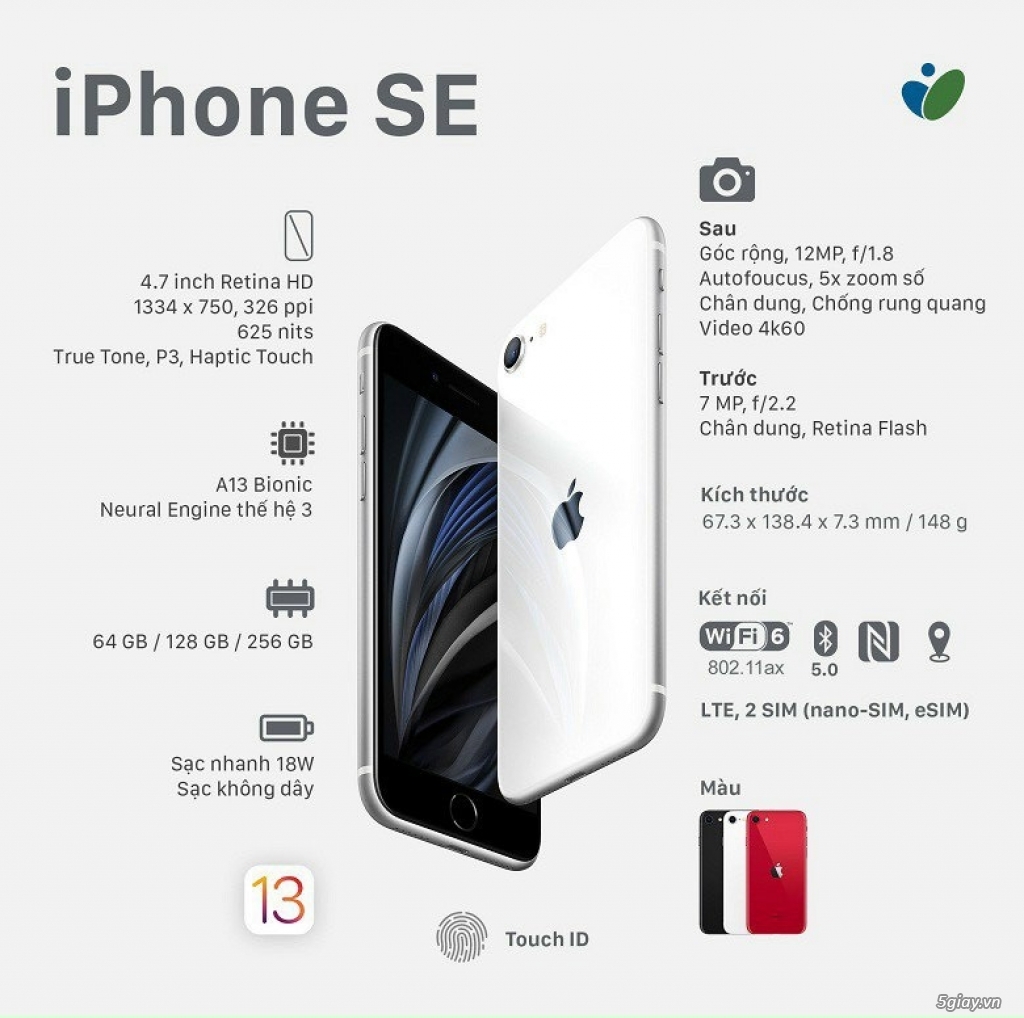 iPhone SE 2020 64GB - 128GB 2sim màn 4.7 máy QT Mỹ - Zin giá rẻ - 3