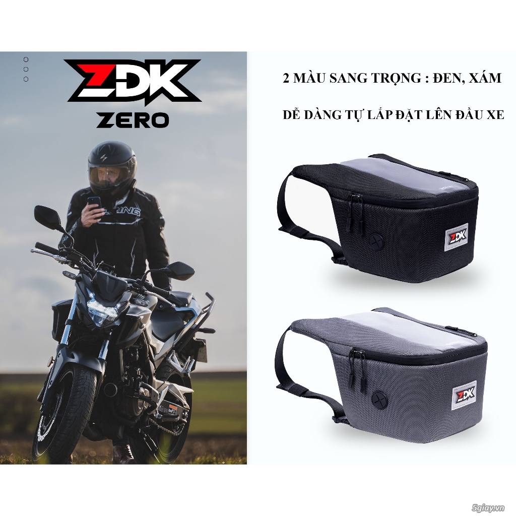 Túi treo xe máy chính hãng ZDK Zero, túi treo đầu xe,túi treo ghi đông - 7