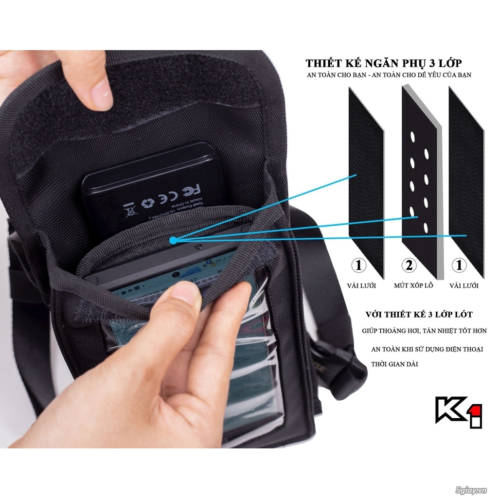 Túi treo xe máy chính hãng ZDK K1, túi treo đầu xe, túi treo ghi đông - 8