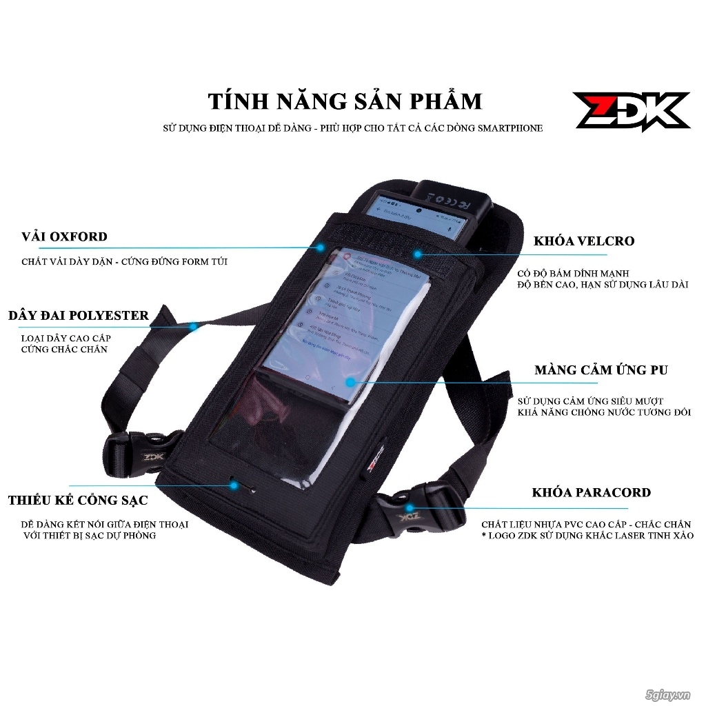 Túi treo xe máy chính hãng ZDK K1, túi treo đầu xe, túi treo ghi đông - 14