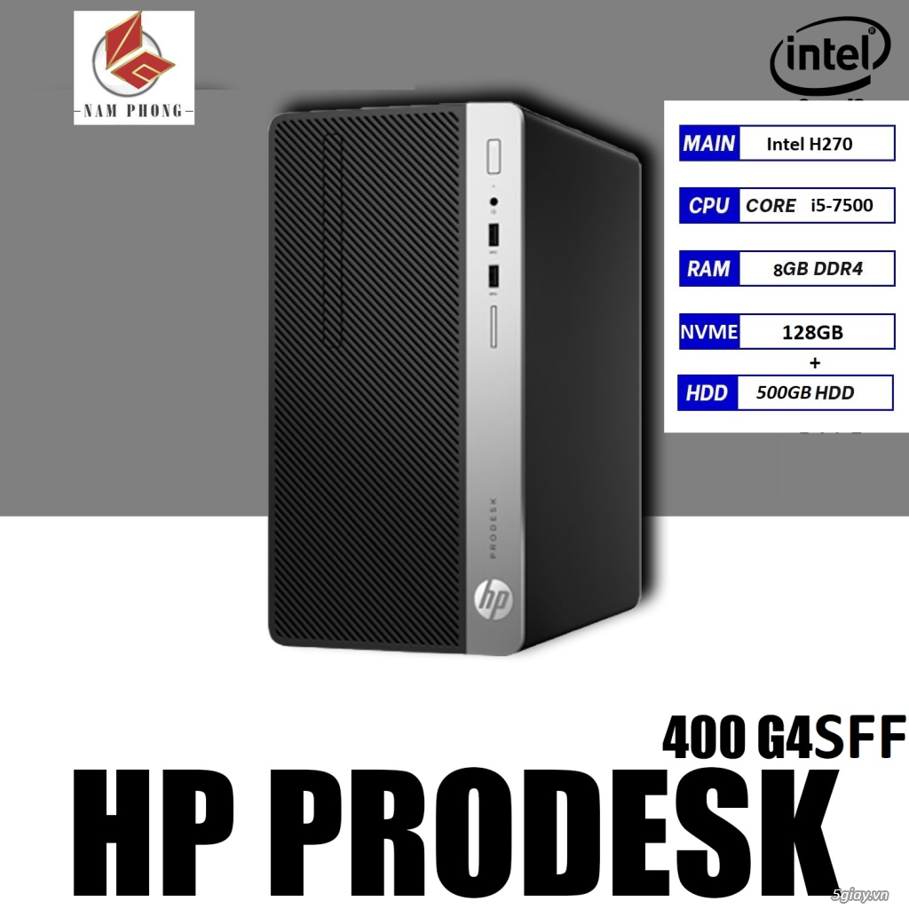 Bộ PC HP ProDesk 400 G4 SFF Core i5-7500 Ram 8GB SSD 128GB + HDD 500GB