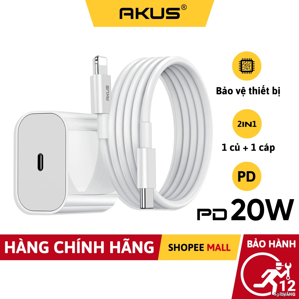 Combo sạc nhanh PD 20W - CB20W - Akus