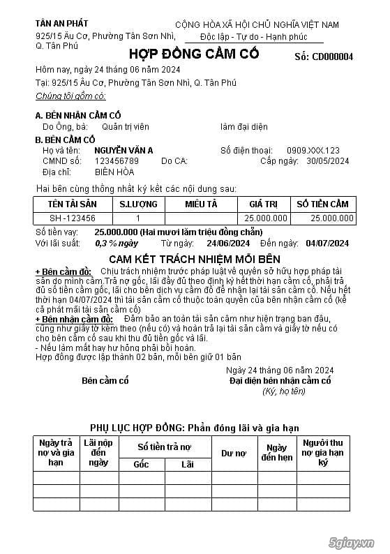 Phần mềm quản lý cầm đồ : 0917.66.4444 - 1