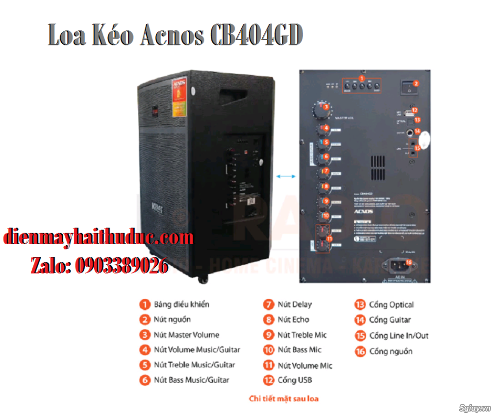 Loa di động Acnos CB404GD chức năng Bluetooth 5.0 Bass Box - 4