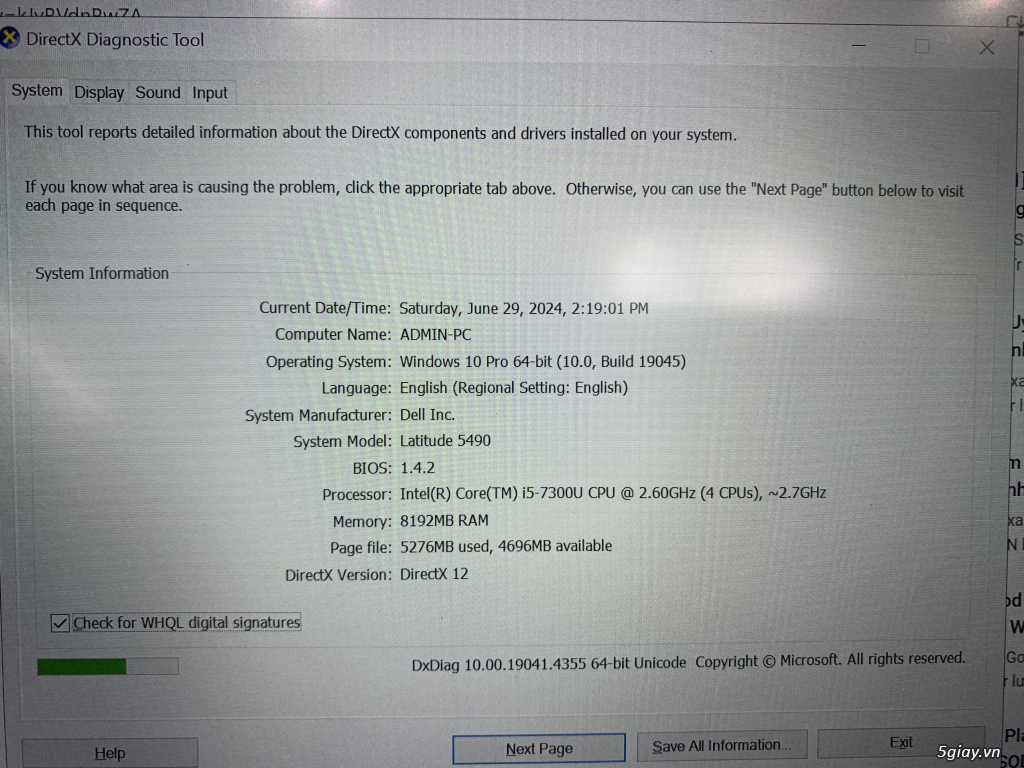 Laptop Dell Latitude 5490 i5-7300U ~2.7GHz/8GB/SSD 256GB - 4