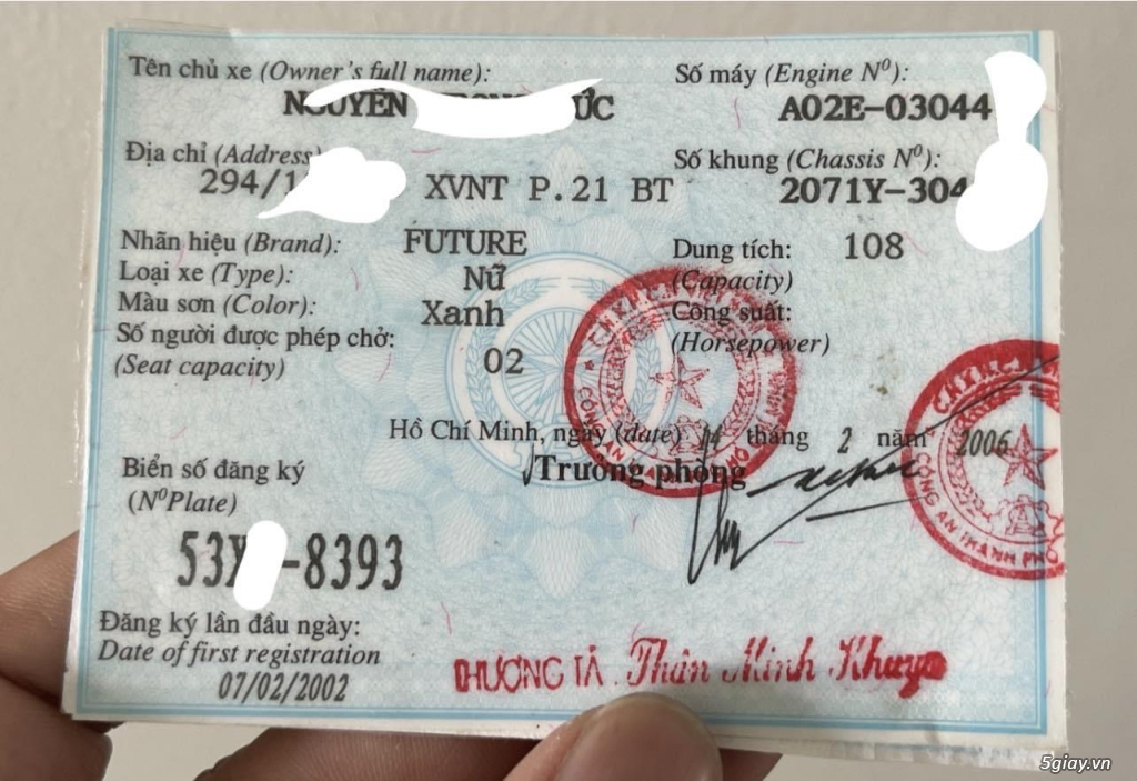 Bán Fu1 2002, màu ghi, 1 đời chủ, bstp 4 số - 5