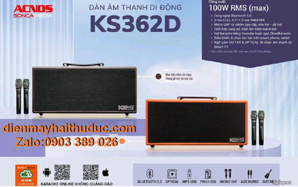 Loa xách tay mini Acnos KS362D chức năng tự động cân chỉnh Karaoke