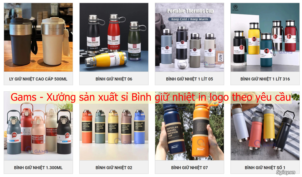 Cung Cấp Bình Giữ Nhiệt Cỡ Lớn In Logo Làm Quà Tặng Thương Hiệu