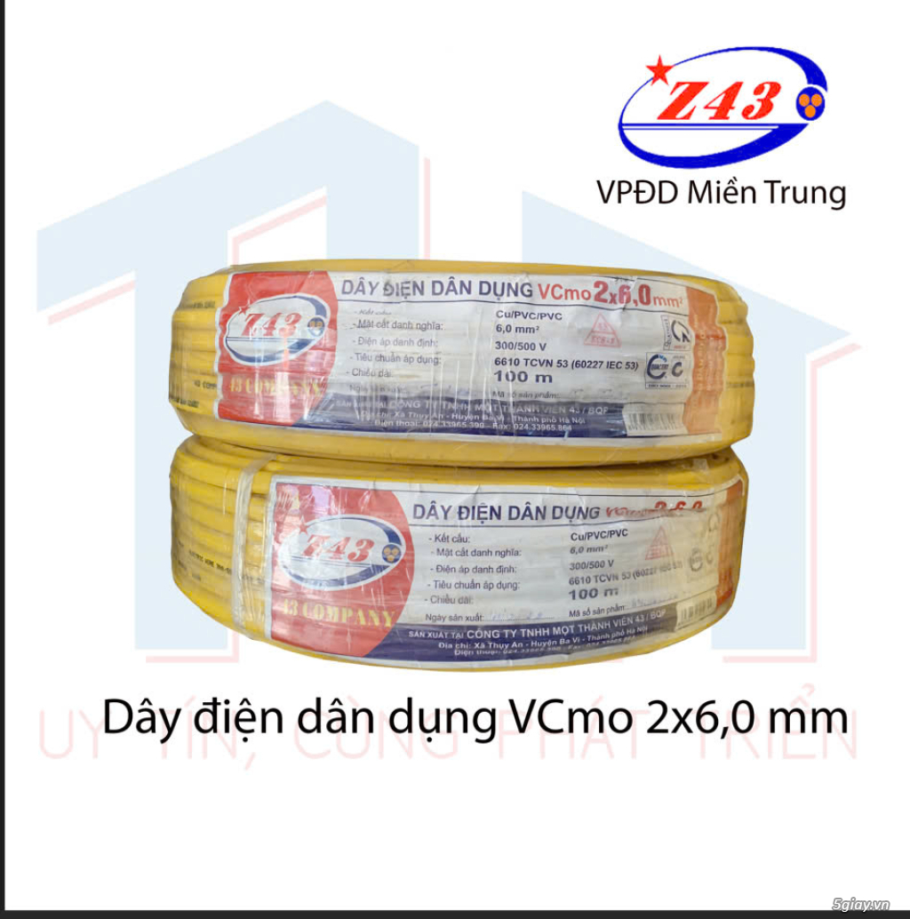 Dây điện đôi VCmo 2×6,0 Z43-BQP - Miền Trung