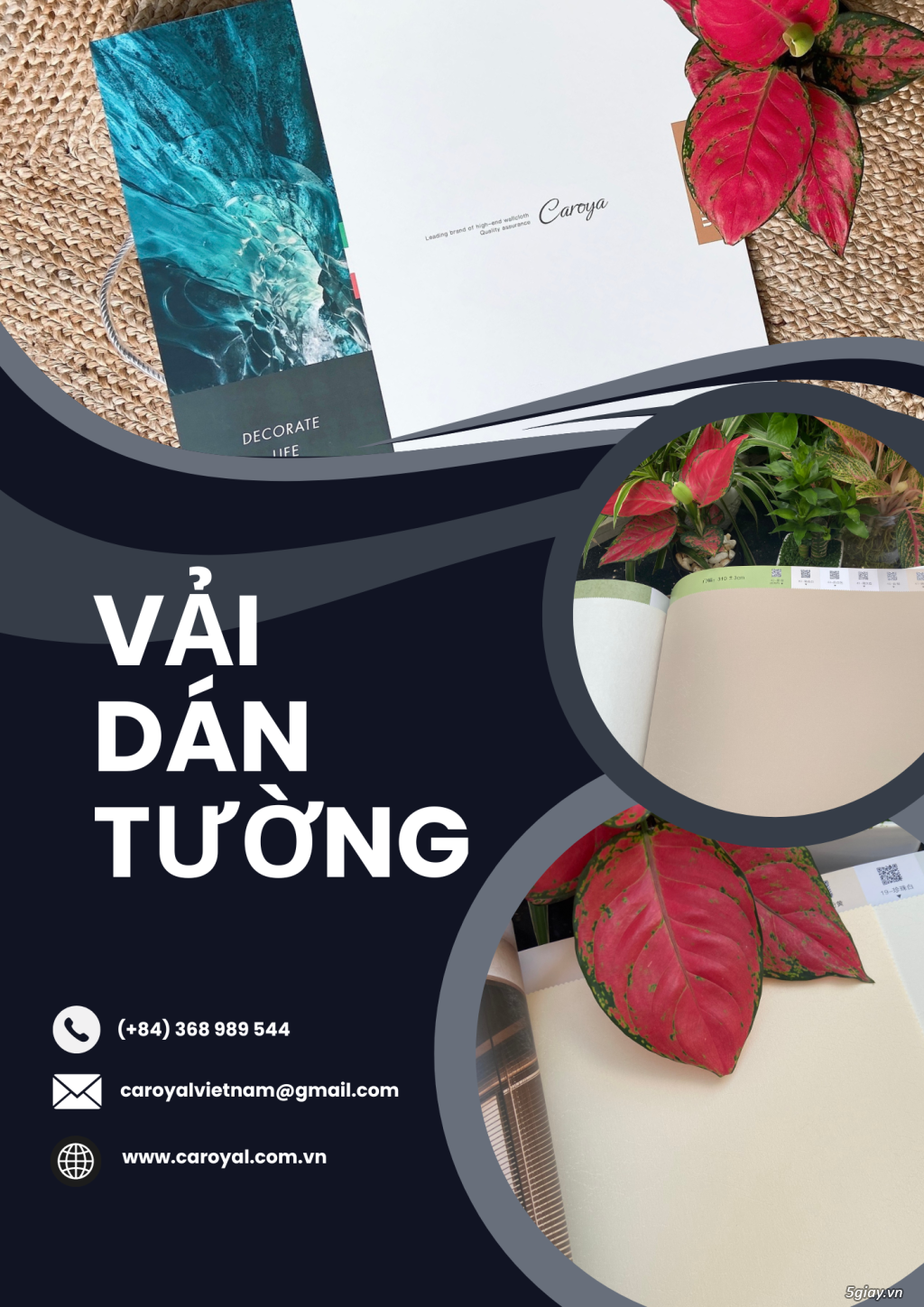 GIẤY DÁN TƯỜNG - VẢI DÁN TƯỜNG CÓ HOA VĂN CAROYAL - 6