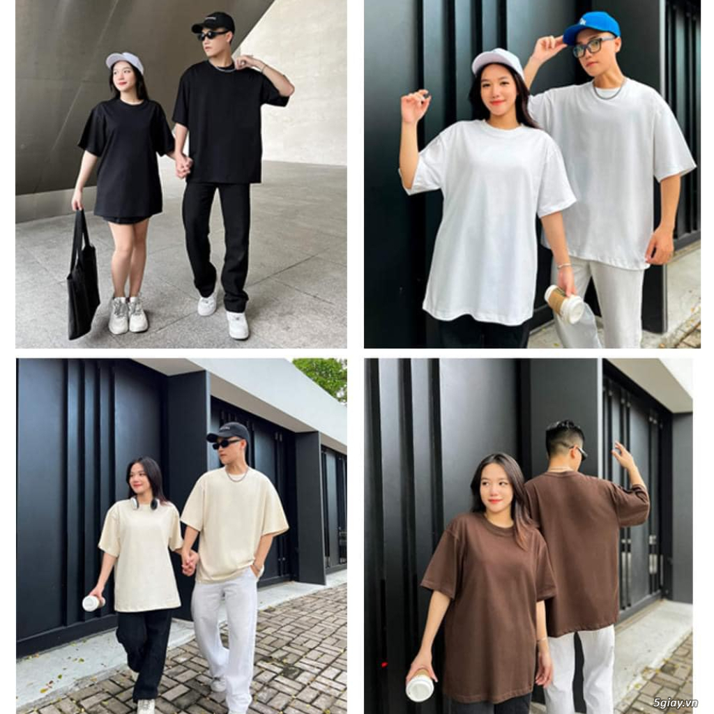 Áo Thun Unisex Thời Trang Basic Tee Phông Trơn Nam Nữ Tay Lỡ Oversize