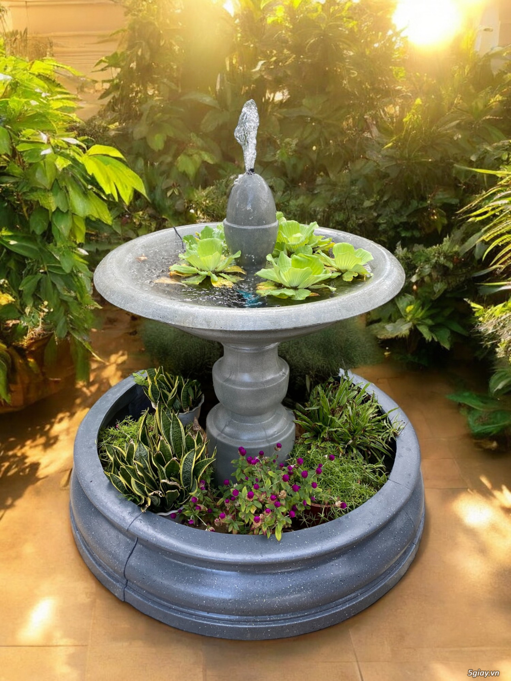 Đài nước sân vườn 1 tầng Kum Flower H112 x D150cm - 2