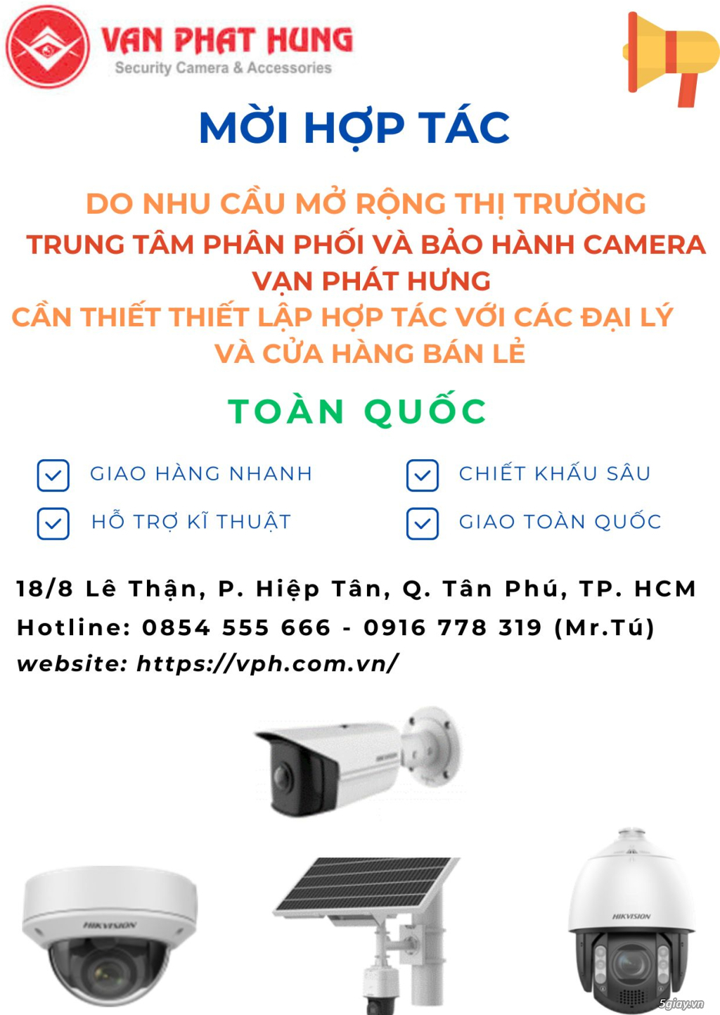 MỜI HỢP TÁC PHÂN PHỐI CAMERA QUAN SÁT, PHỤ KIỆN...