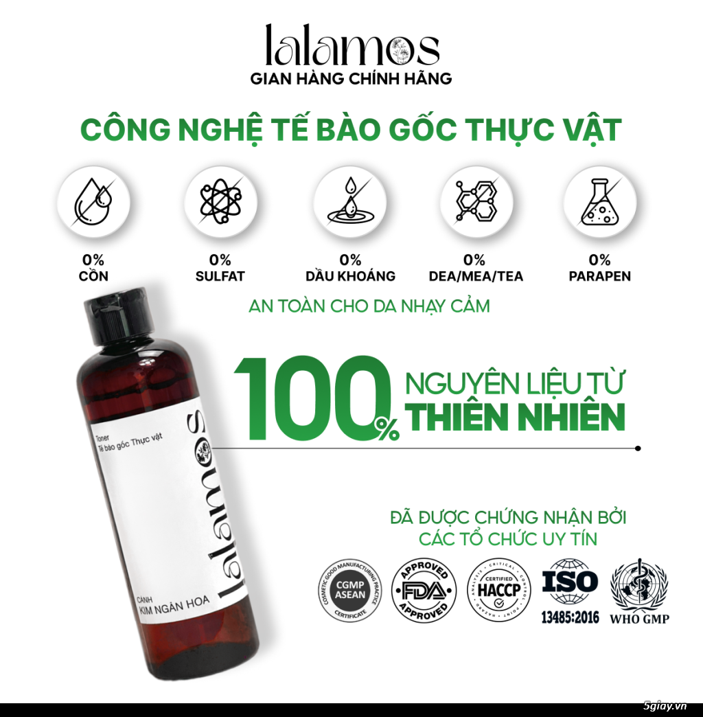 Toner Lalamos cánh kim ngân hoa dưỡng ẩm và se khít lỗ chân lông 250ml - 1