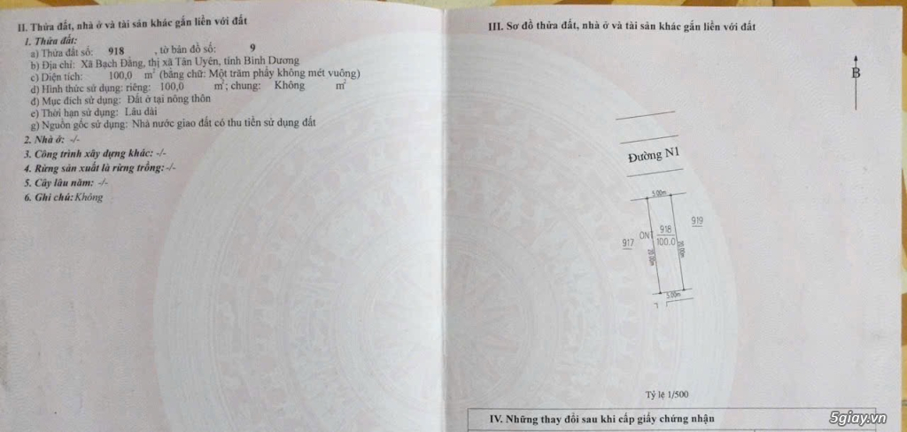 Bán gấp 5 lô đất mặt tiền đường N1, x.Bạch Đằng, Tân Uyên, Bình Dương - 4
