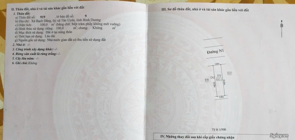 Bán gấp 5 lô đất mặt tiền đường N1, x.Bạch Đằng, Tân Uyên, Bình Dương - 3