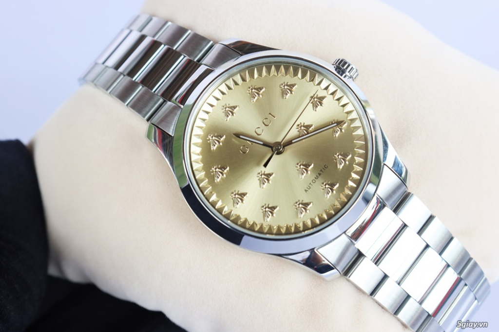 ĐH Nam Gu.cci Timeless MultiBee Automatic - Mặt Vàng Gold Fullbox - 14