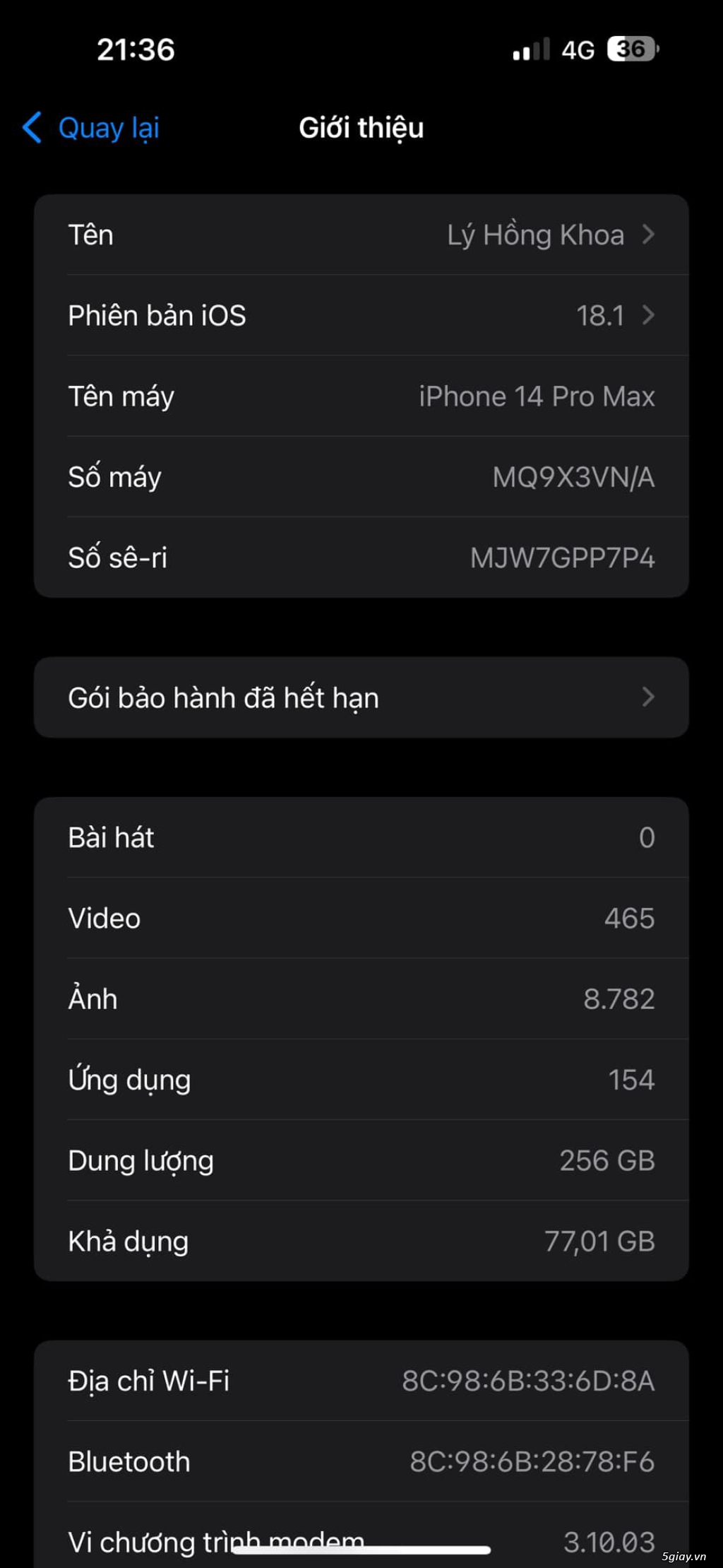 Iphone 14promax 256 Tím Vn/A