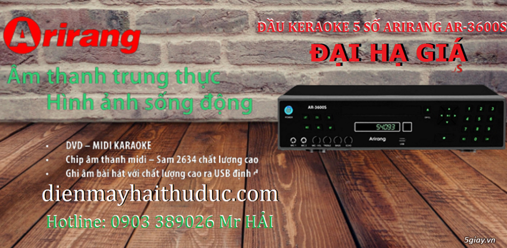 Đầu 5 số Arirang AR-3600S KÈM đĩa + list nhạc Karaoke bán ĐẠI HẠ GIÁ - 1