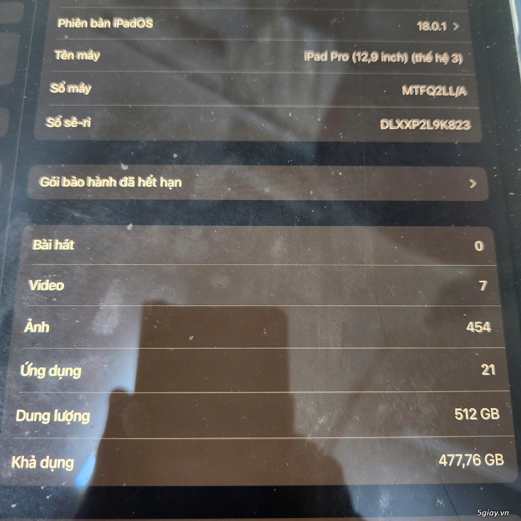 Cần bán IPAD PRO 12.9 - 512GB - 2018