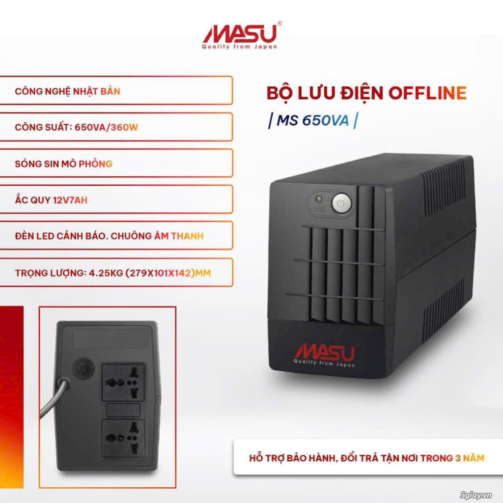 Bộ lưu điện Offline UPS Masu MS – 650VA/390W - 1