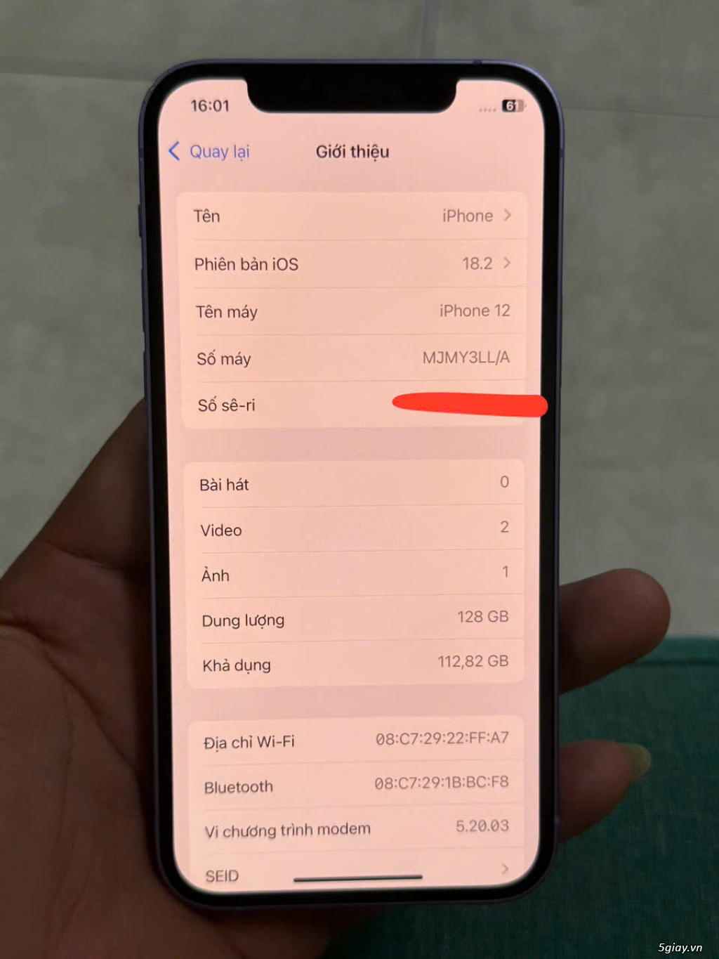 iPhone 12 128gb Tím Môn _Máy đẹp zin full_Pin new 100%