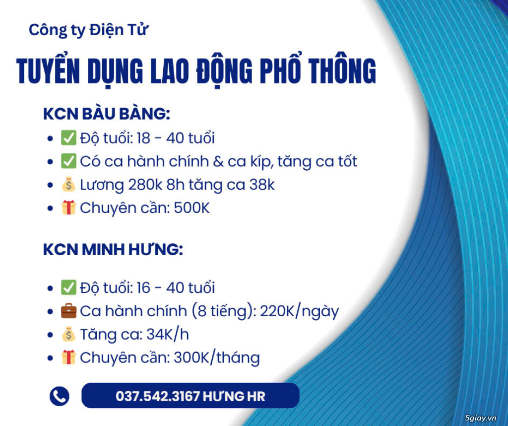 TUYỂN DỤNG LAO ĐỘNG PHỔ THÔNG - NHẬN VIỆC SAU TẾT