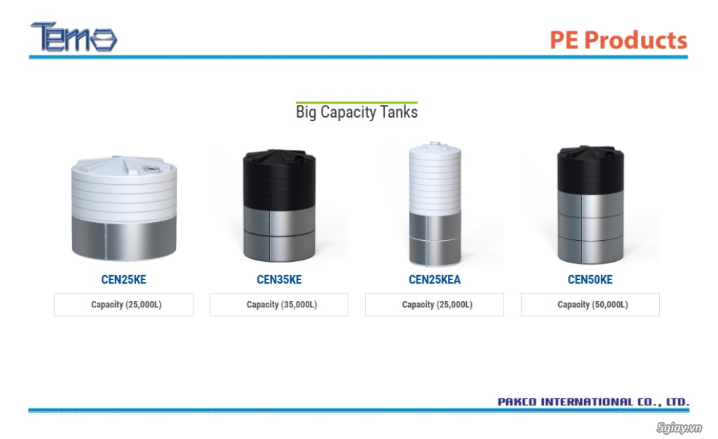 Bồn nhựa TEMA PAKCO Thailand - Bồn chứa dung tích lớn lên đến 50000L