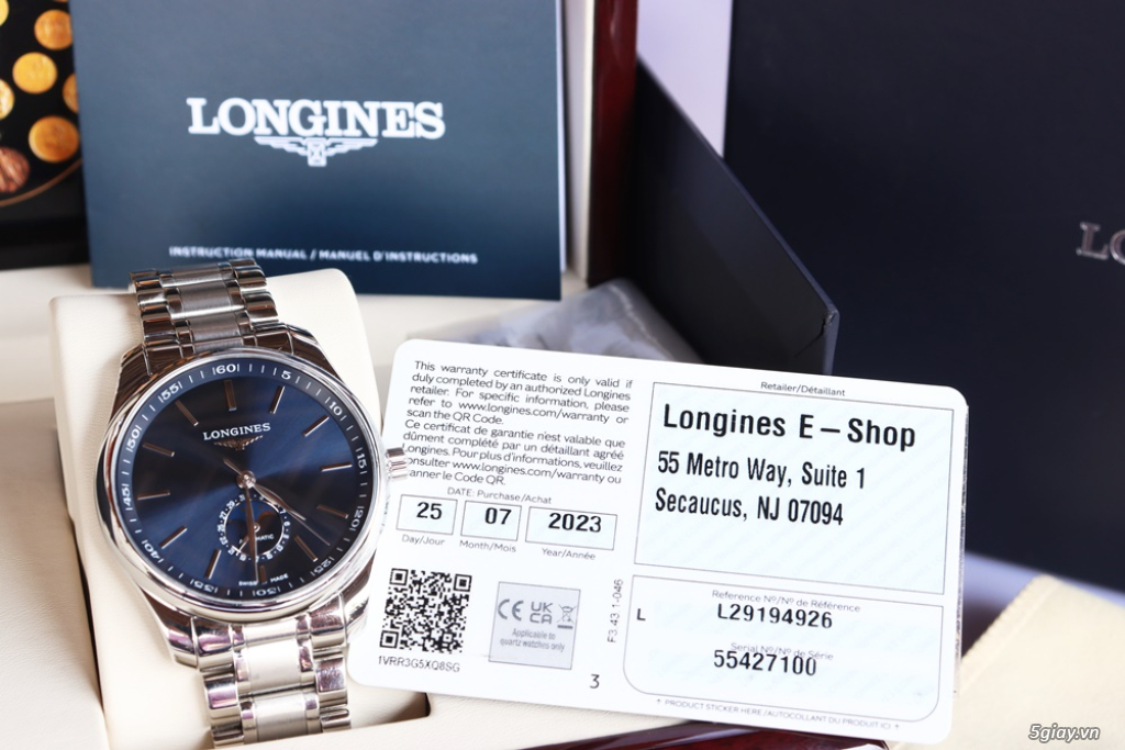ĐH nam Longines Master MoonPhase xanh Blue Automatic size 42mm Fullbox