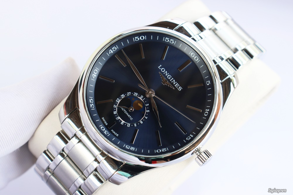 ĐH nam Longines Master MoonPhase xanh Blue Automatic size 42mm Fullbox - 12