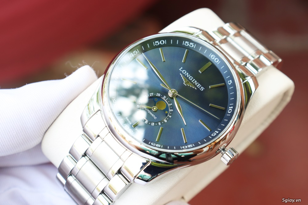 ĐH nam Longines Master MoonPhase xanh Blue Automatic size 42mm Fullbox - 3
