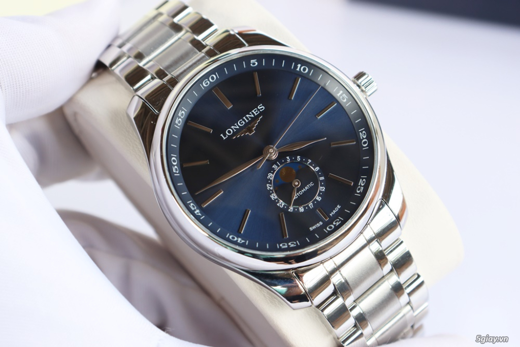 ĐH nam Longines Master MoonPhase xanh Blue Automatic size 42mm Fullbox - 11