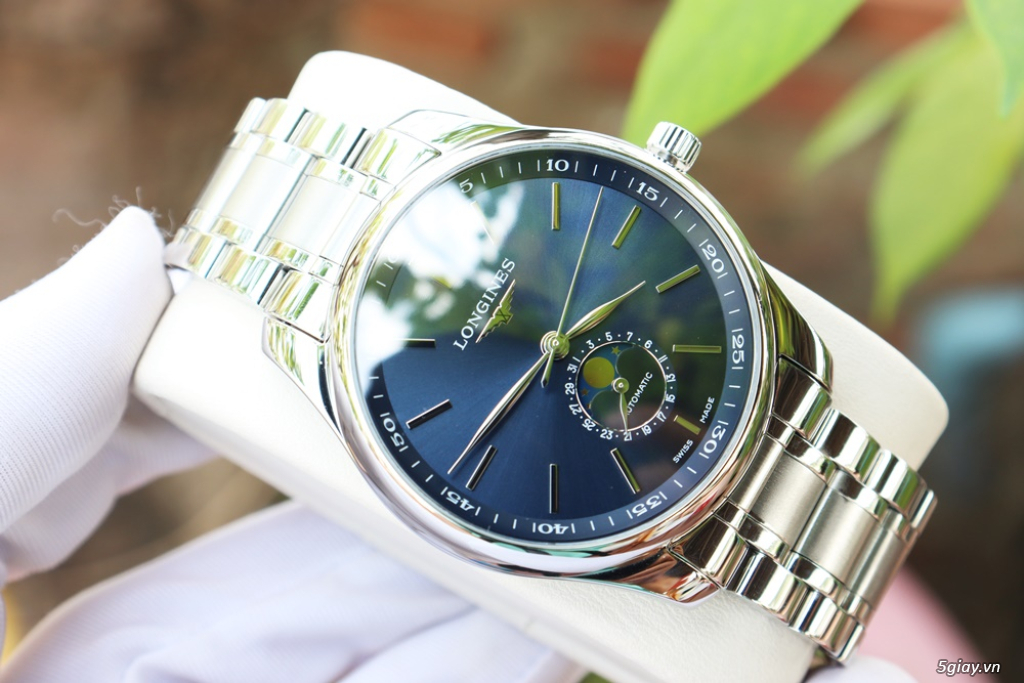 ĐH nam Longines Master MoonPhase xanh Blue Automatic size 42mm Fullbox - 4
