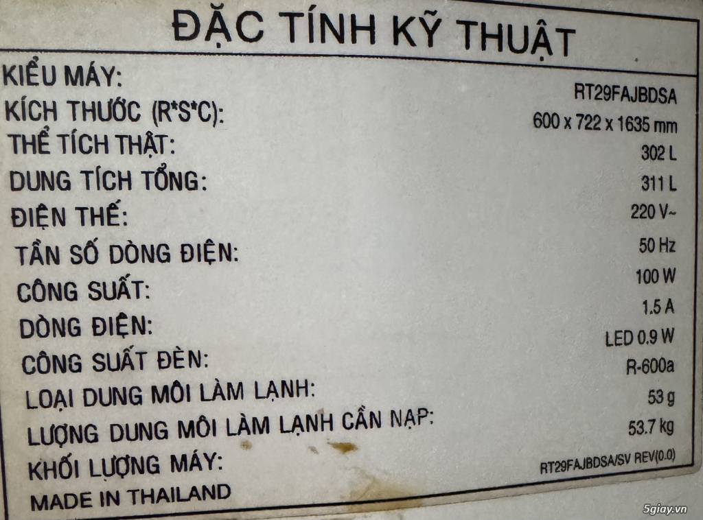 Dư dùng bán 1 tủ lạnh Samsung 302l