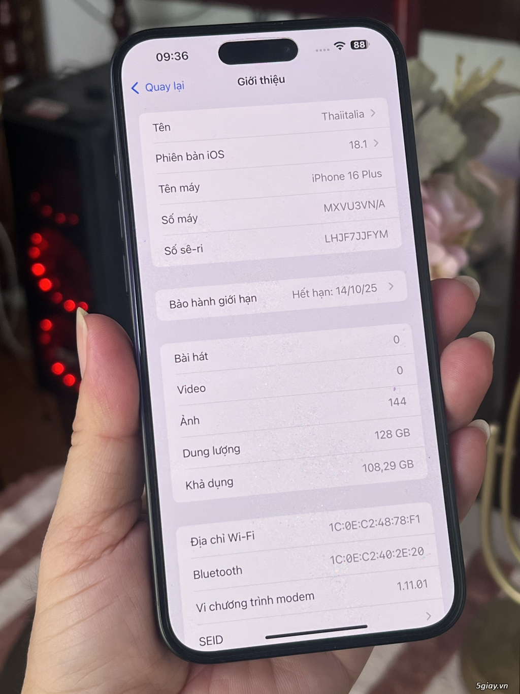 16 Plus 128g VN 99%. Pin 100%. BH 10-2025 ! - 5